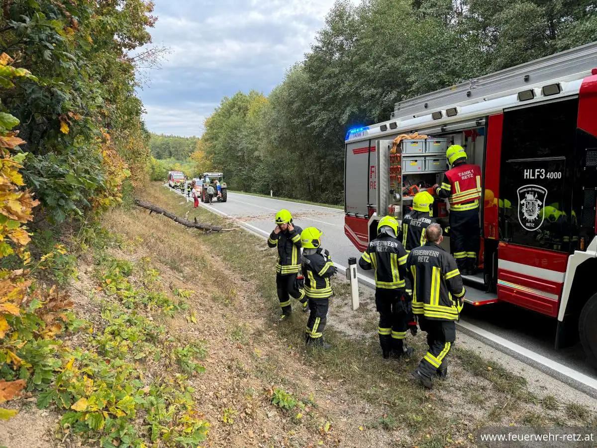 Foto 1, 16.10.2023, Technischer Einsatz - Sturmschaden - Baum auf Strasse 