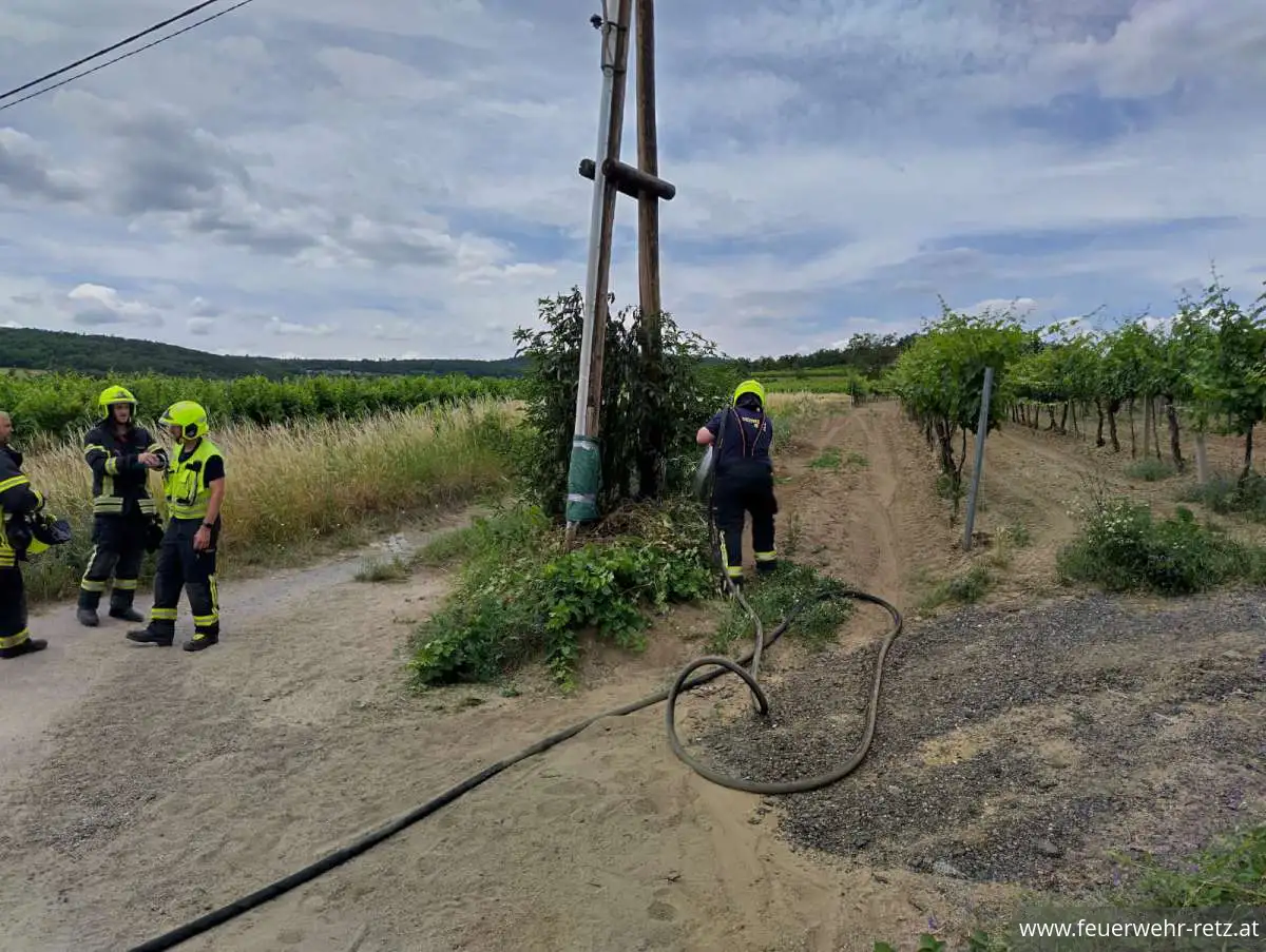 Foto 1, 24.06.2026, Brandeinsatz - Vegetationsbrand nach Mäharbeiten rasch gelöscht