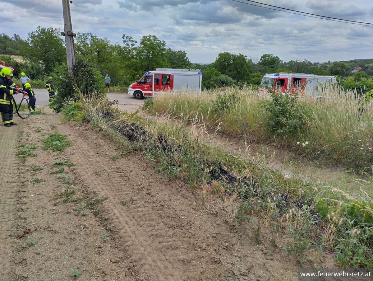 Foto 2, 24.06.2026, Brandeinsatz - Vegetationsbrand nach Mäharbeiten rasch gelöscht