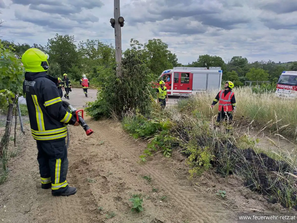 Foto 3, 24.06.2026, Brandeinsatz - Vegetationsbrand nach Mäharbeiten rasch gelöscht